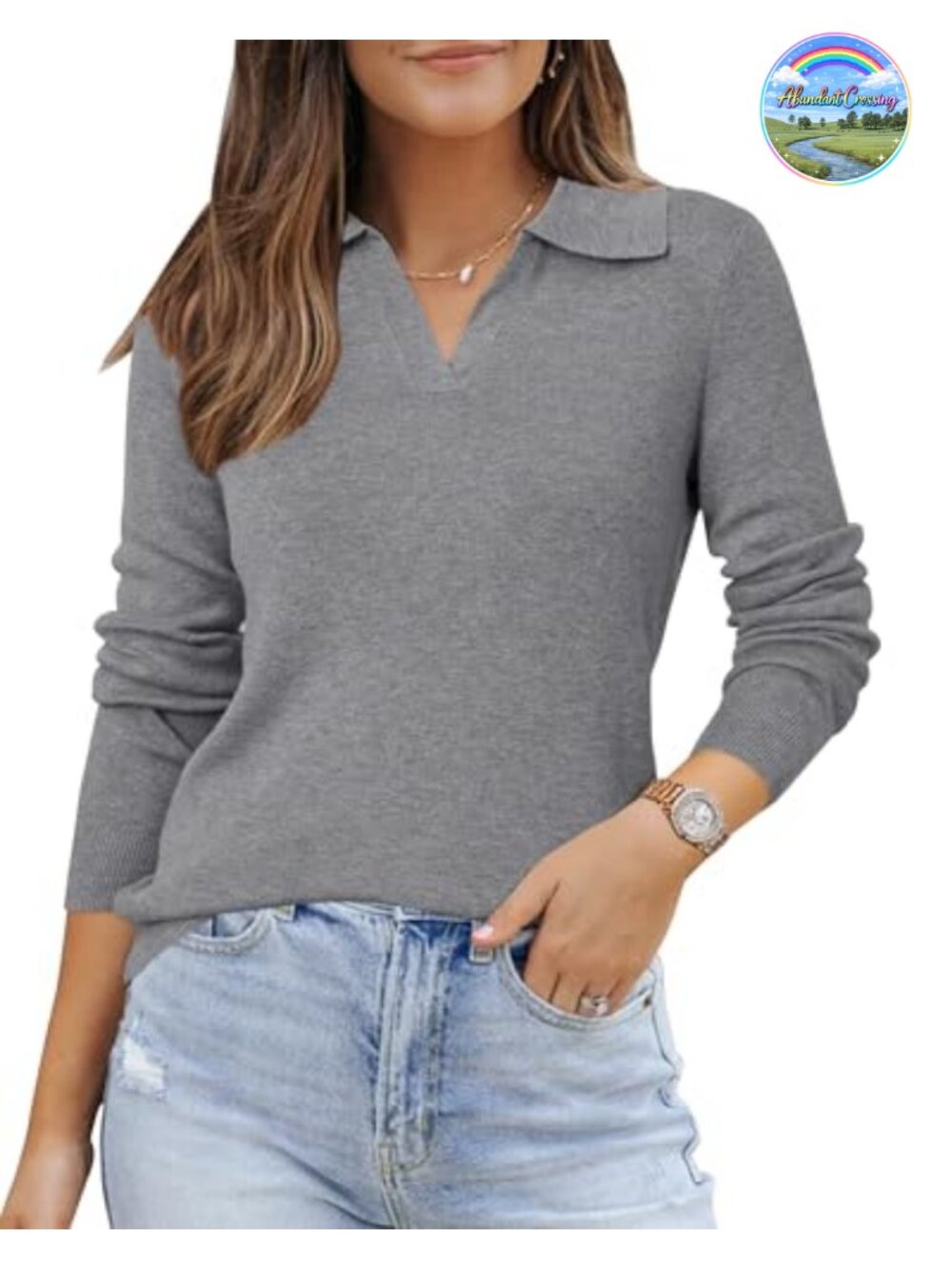 Wool Blend Polo Shirt Business Casual Fall Sweater Long Sleeve V Neck